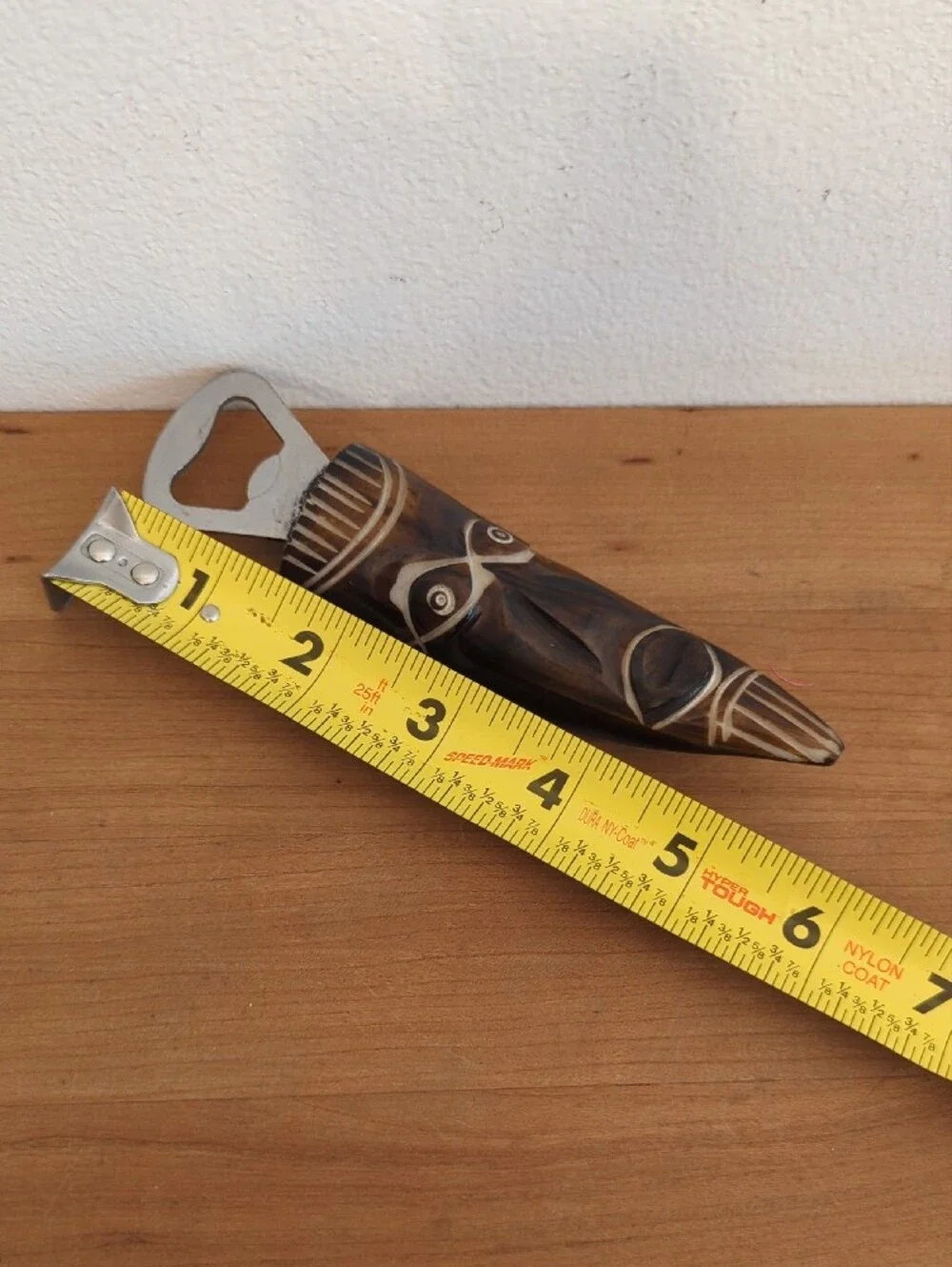 Handcrafted Wooden Tiki Bottle Opener - Brown